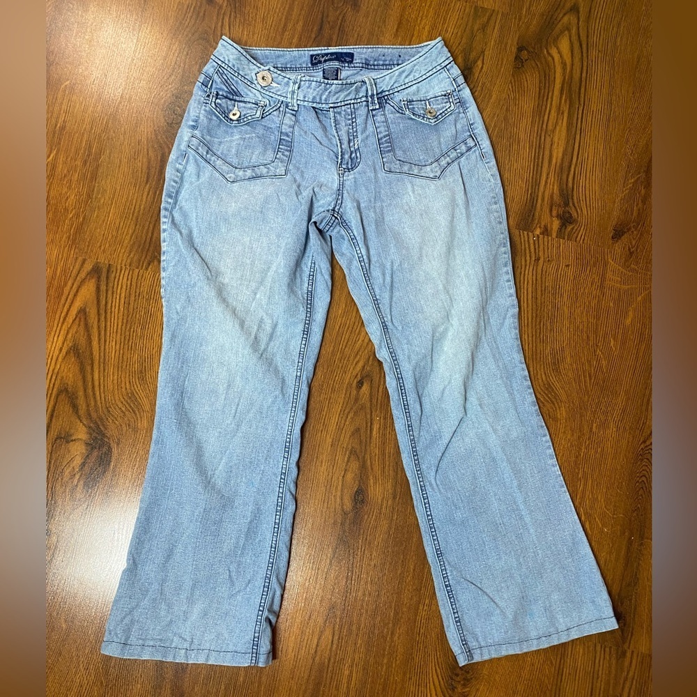 🌹 Duplex by Tyle 🌹 Vibrant Sky Blue Flare Capri Jeans
